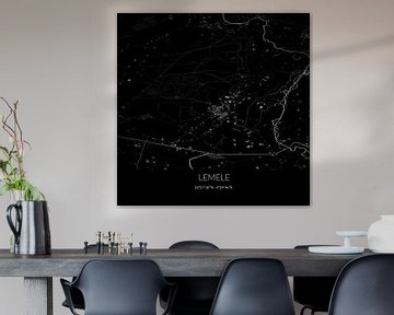 Zwart-witte landkaart van Lemele, Overijssel. van Rezona