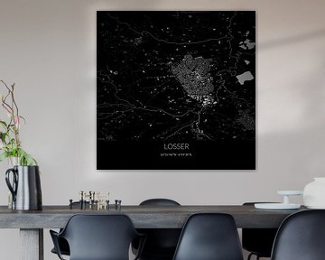 Zwart-witte landkaart van Losser, Overijssel. van Rezona