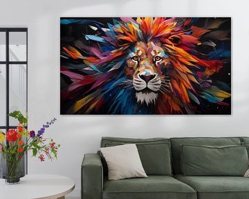 Abstracte leeuw kleurrijk panorama van TheXclusive Art