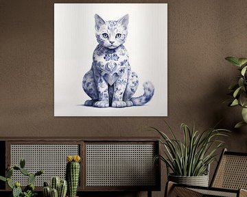 Cat in Delft Blue by Lauri Creates