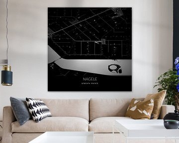 Zwart-witte landkaart van Nagele, Flevoland. van Rezona