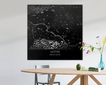 Schwarz-weiße Karte von Notter, Overijssel. von Rezona