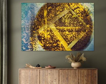 Abstracte kunst met patroon van lijnen van goud van Lisette Rijkers
