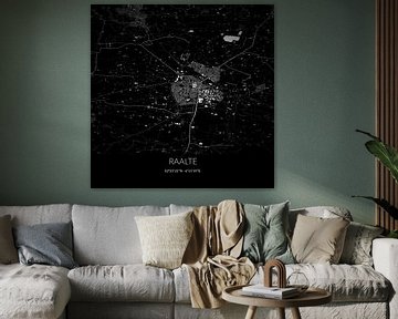 Zwart-witte landkaart van Raalte, Overijssel. van Rezona