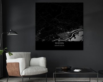 Zwart-witte landkaart van Rheden, Gelderland. van Rezona