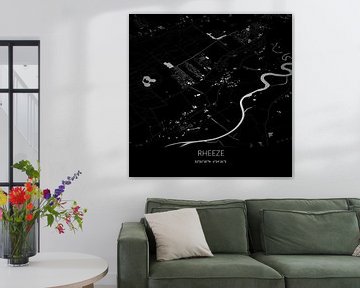 Zwart-witte landkaart van Rheeze, Overijssel. van Rezona