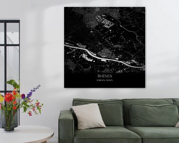 Zwart-witte landkaart van Rhenen, Utrecht. van Rezona
