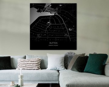 Zwart-witte landkaart van Rutten, Flevoland. van Rezona