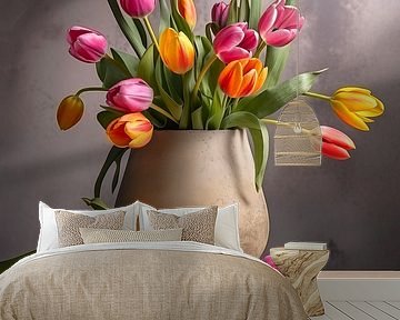 Tulips in a vase by Black Coffee