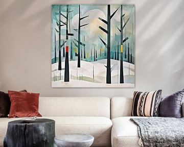 Forêt d'hiver - impression abstraite sur Anna Marie de Klerk