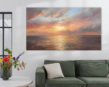 Zonsondergang olieverf panorama van TheXclusive Art