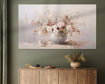 Vaas met bloemen olieverf panorama van The Xclusive Art