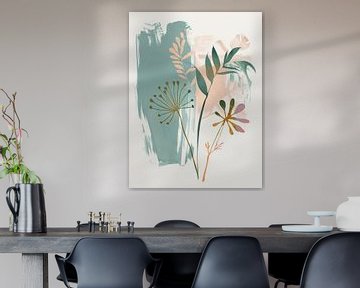 Botanische illustratie in pastelkleuren van Japandi Art Studio