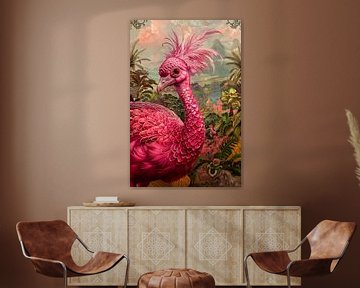 Rosa Fantasievogel aus der Serie 'Djawa' von Atelier Lovina