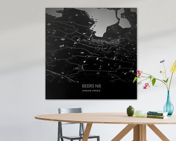 Zwart-witte landkaart van Beers NB, Noord-Brabant. van Rezona