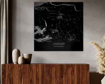 Zwart-witte landkaart van Lewedorp, Zeeland. van Rezona