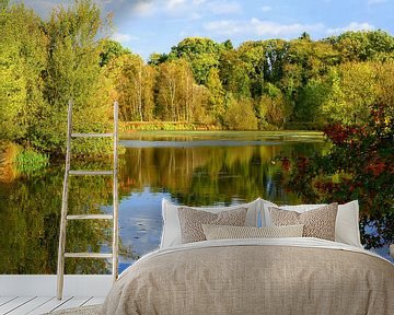 Een meertje in de herfst - de Klostersee in Walsrode van Gisela Scheffbuch