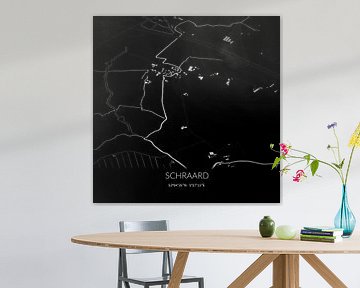 Zwart-witte landkaart van Schraard, Fryslan. van Rezona