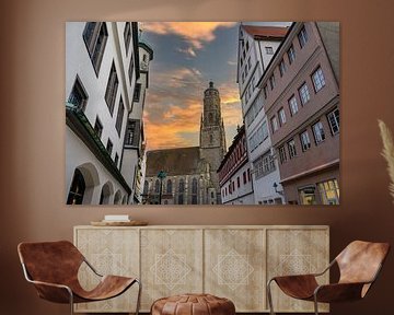 Oude stad van Nördlingen in Beieren, Duitsland met vakwerkhuizen en kerk van Animaflora PicsStock
