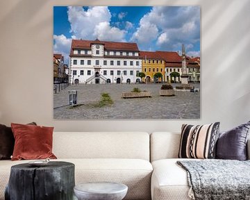 Town hall with market square in Hoyerswerda, Saxony East Germany by Animaflora PicsStock