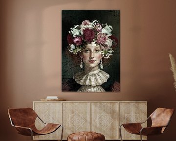 Classic woman with roses in her hair by Pieternel Decoratieve Kunst