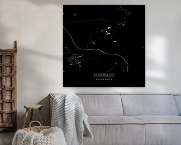 Schwarz-weiße Karte von Eldersloo, Drenthe. von Rezona