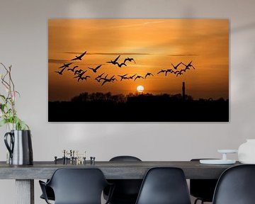 Sunset with Geese by Aline Nijland
