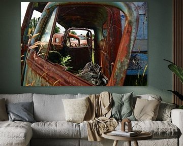 A rusty vista through a car wreck by Renzo de Jonge