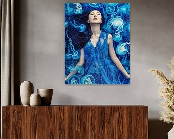 Die Blaue Quallen Frau | KI Fotografie von Frank Daske | Foto & Design