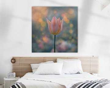 Roze tulp met bokeh van Mel Digital Art