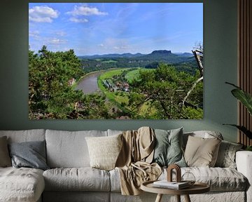 Vue du Bastei sur l'Elbe et le château de Königstein sur Ingo Laue