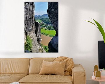 Blick von der Bastei auf die Elbe und Burg Königstein von Ingo Laue