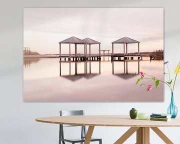 Beach houses in the golden hour by Louise Poortvliet