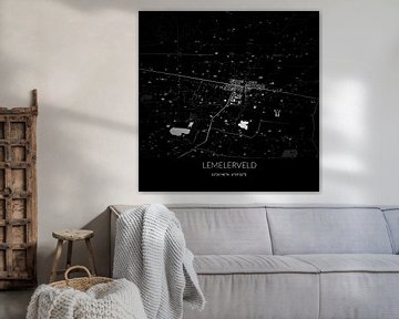 Zwart-witte landkaart van Lemelerveld, Overijssel. van Rezona