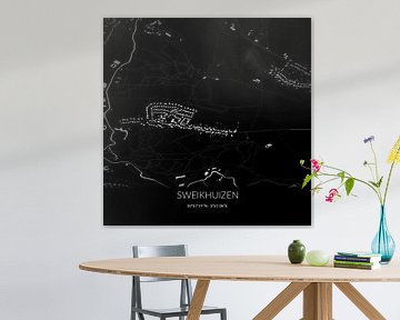 Zwart-witte landkaart van Sweikhuizen, Limburg. van Rezona