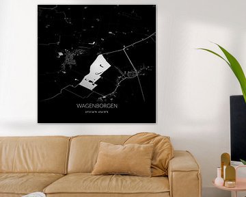 Black-and-white map of Wagenborgen, Groningen. by Rezona