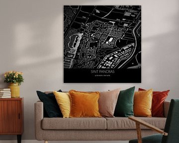 Schwarz-weiße Karte von Sint Pancras, Nordholland. von Rezona
