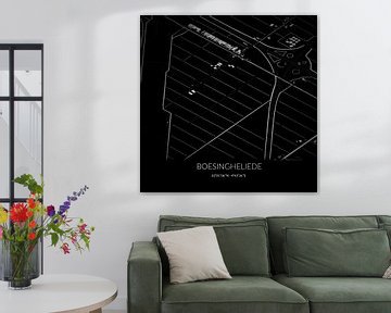 Black-and-white map of Boesingheliede, North Holland. by Rezona