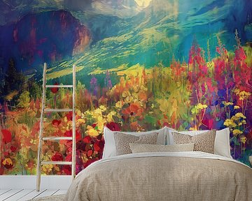 Impressionism colourful field of flowers by Mel Digital Art