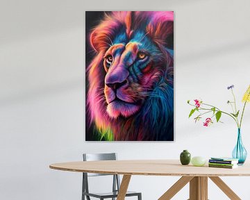 Die Lebenskraft des Löwen in Neonfarben von Igniferae