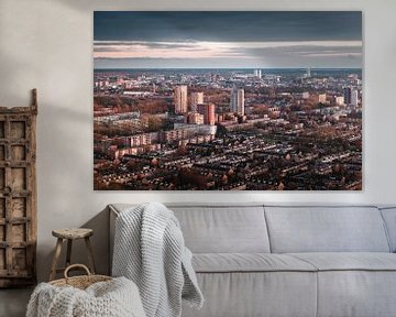 Skyline von Groningen mit Paddepoel von Harmen van der Vaart