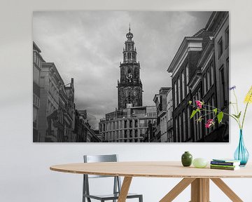 Photo en noir et blanc de l'église Martini à Groningen sur Erwin Huizing