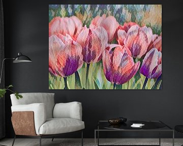 Frühling | Frühling ist ein farbenfrohes Bild von Tulpen in der Stimmung von Monet von Wil Vervenne