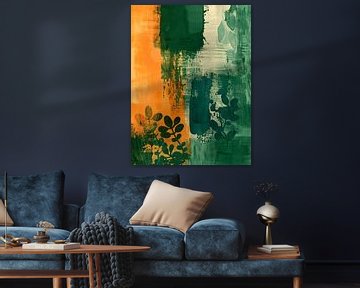 Orange Grün Botanisch Abstrakt von Gypsy Galleria