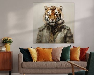 Portrait de tigre | Homme tigre sur De Mooiste Kunst