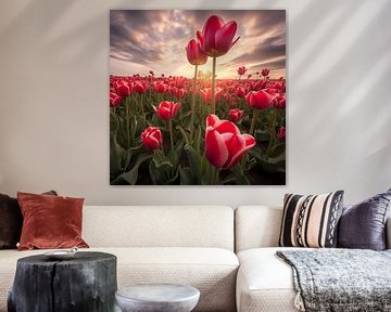 Tulip field at sunset by Black Coffee