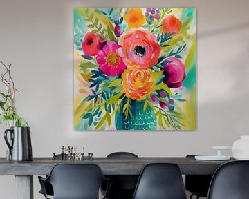 L'éveil du printemps dans le vase : une abstraction colorée sur Floral Abstractions