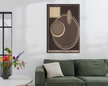 Abstract with square and round shapes in earth tones. by Anneke Hooijer