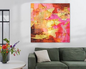 Abstrait moderne en rose et orange. Graphique. sur Alie Ekkelenkamp