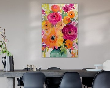 Cheerful spring flush: abstract flowers in a vase by Floral Abstractions